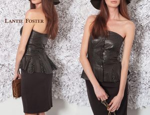 lazor cut leather,leather top,peplum,leather lace.snaps,strapless